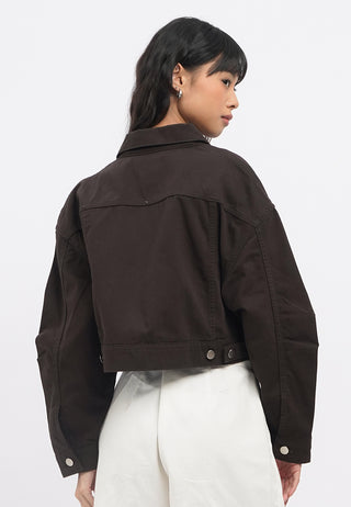 Crop Denim Jacket with Stud Details