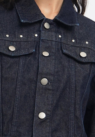 Crop Denim Jacket with Stud Details