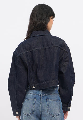 Crop Denim Jacket with Stud Details