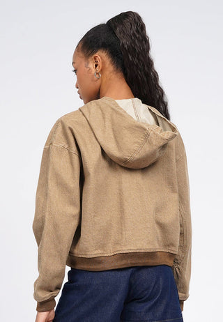 Hooded Long Sleeve Denim Jacket