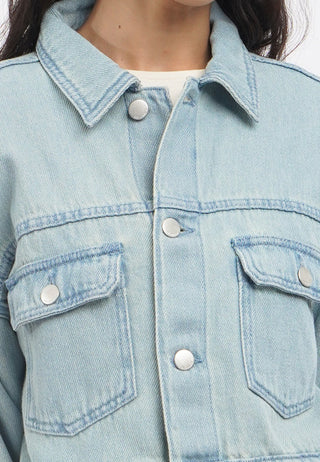 Puffy Sleeve Cropped Denim Jacket