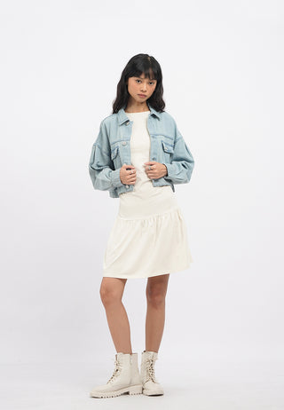 Puffy Sleeve Cropped Denim Jacket