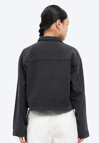 Double Pocket Zip Up Denim Jacket