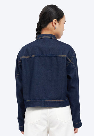 Double Pocket Zip Up Denim Jacket