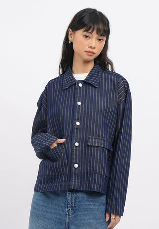 Oversized Stripes Denim Jacket