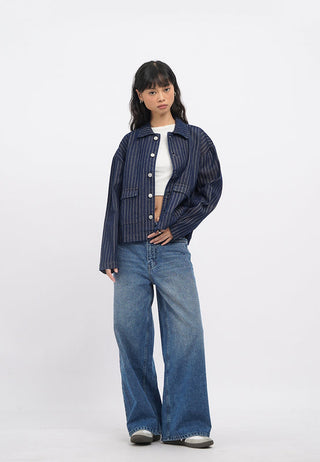 Oversized Stripes Denim Jacket