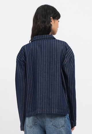 Oversized Stripes Denim Jacket