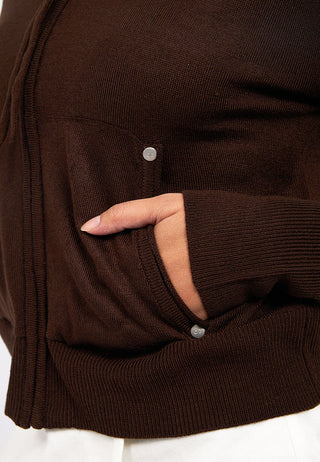 Long Sleeves Zip Up Knit Jacket