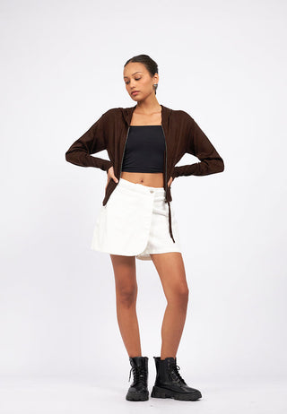 Long Sleeves Zip Up Knit Jacket