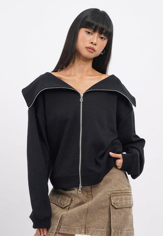 Two Way Zip Up Oversized Jacket