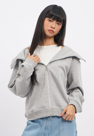 Two Way Zip Up Oversized Jacket