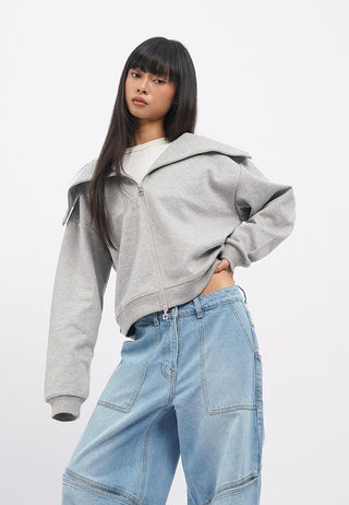 Two Way Zip Up Oversized Jacket