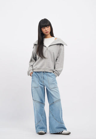 Two Way Zip Up Oversized Jacket