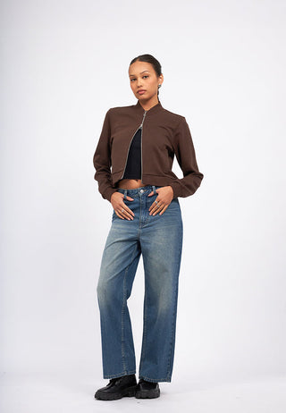 Two Way Zip Fitted Crop Jacket