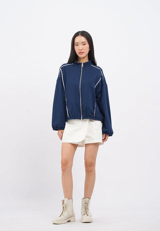 Oversized Lace Trim Jacket