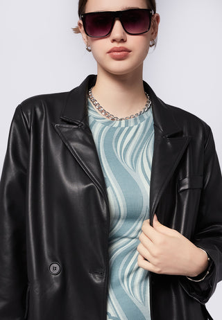 Faux Leather Blazer