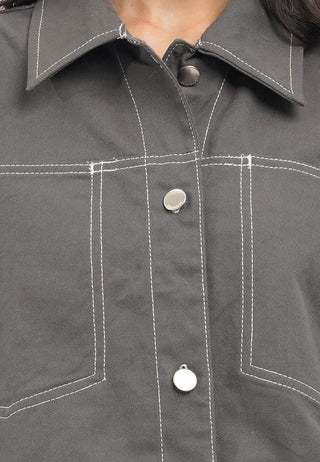 Contrast Stitch Collared Jacket