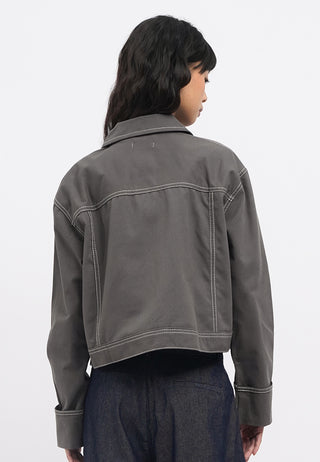 Contrast Stitch Collared Jacket