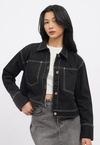 Contrast Stitch Collared Jacket