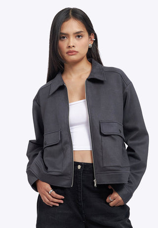 Collared Jacket with Zipper