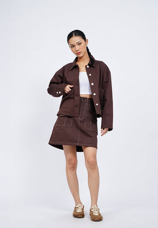 Oversized Contrast Stitch Jacket