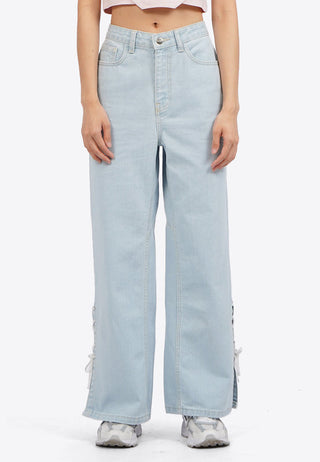 Side Slit Tied Up Denim Pants