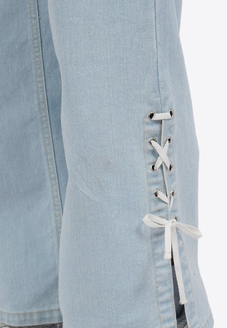 Side Slit Tied Up Denim Pants