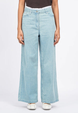 Denim Pants with Lace Trimmings