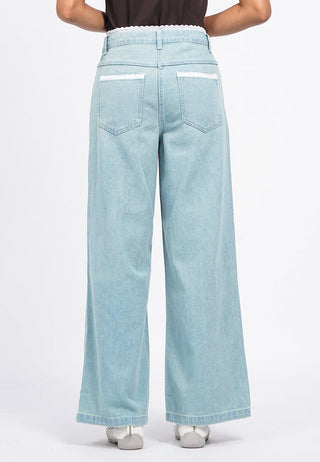 Denim Pants with Lace Trimmings