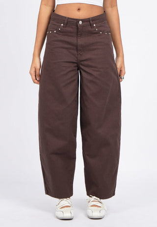 Barrel Denim Pants with Stud Details