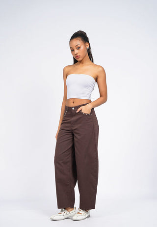 Barrel Denim Pants with Stud Details