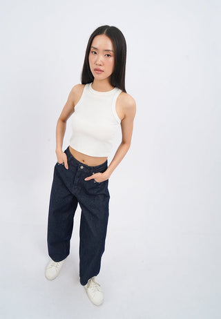 Barrel Denim Pants with Studs