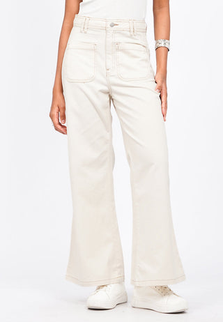 Contrast Stitch Flare Trousers