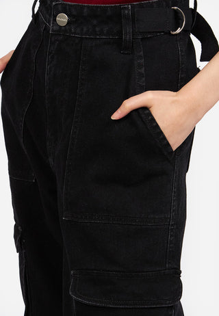 Wide Leg Multi Pocket Denim Pants