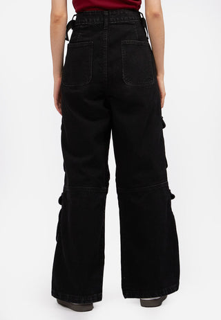 Wide Leg Multi Pocket Denim Pants