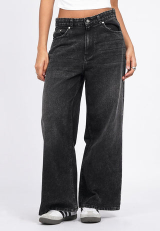 Studs Detail Wide Leg Denim Pants