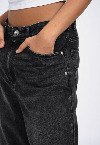 Studs Detail Wide Leg Denim Pants