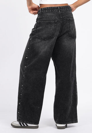 Studs Detail Wide Leg Denim Pants