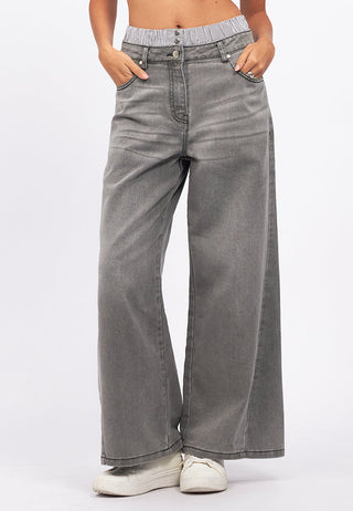 Double Waistband Wide Leg Jeans