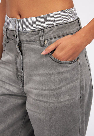 Double Waistband Wide Leg Jeans