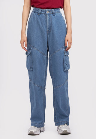 Wide Leg Cargo Denim Pants