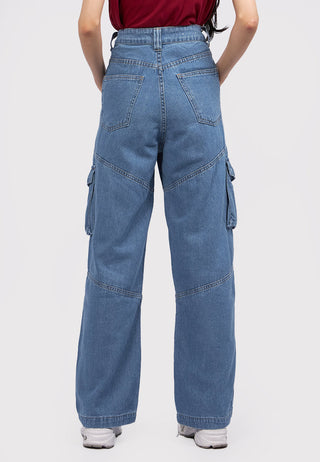 Wide Leg Cargo Denim Pants