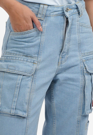 Straight Cargo Denim Pants