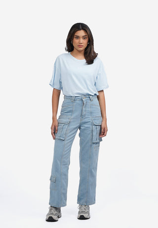 Straight Cargo Denim Pants