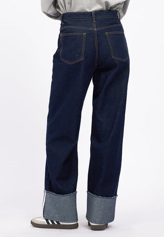 Rolled Up Wide Leg Denim Pants