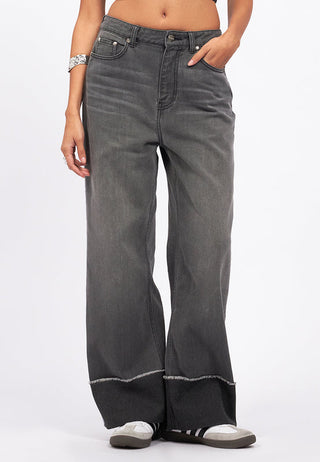 Rolled Up Wide Leg Denim Pants