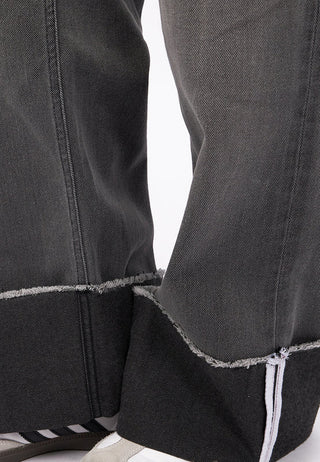 Rolled Up Wide Leg Denim Pants