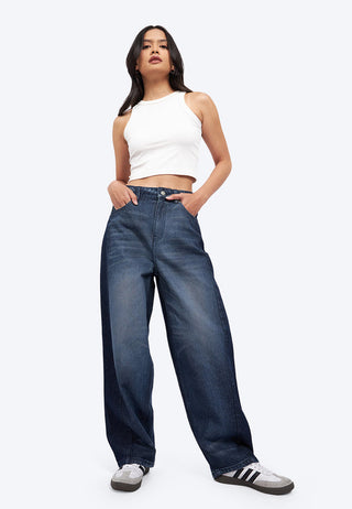 Two Tone Barrel Denim Pants