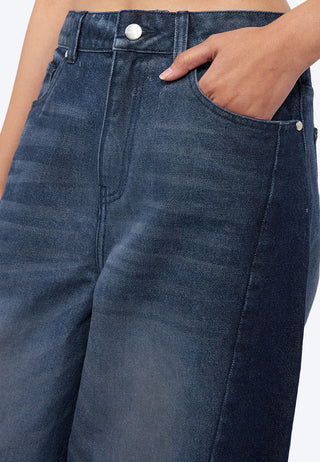 Two Tone Barrel Denim Pants