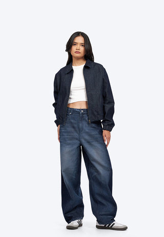 Two Tone Barrel Denim Pants